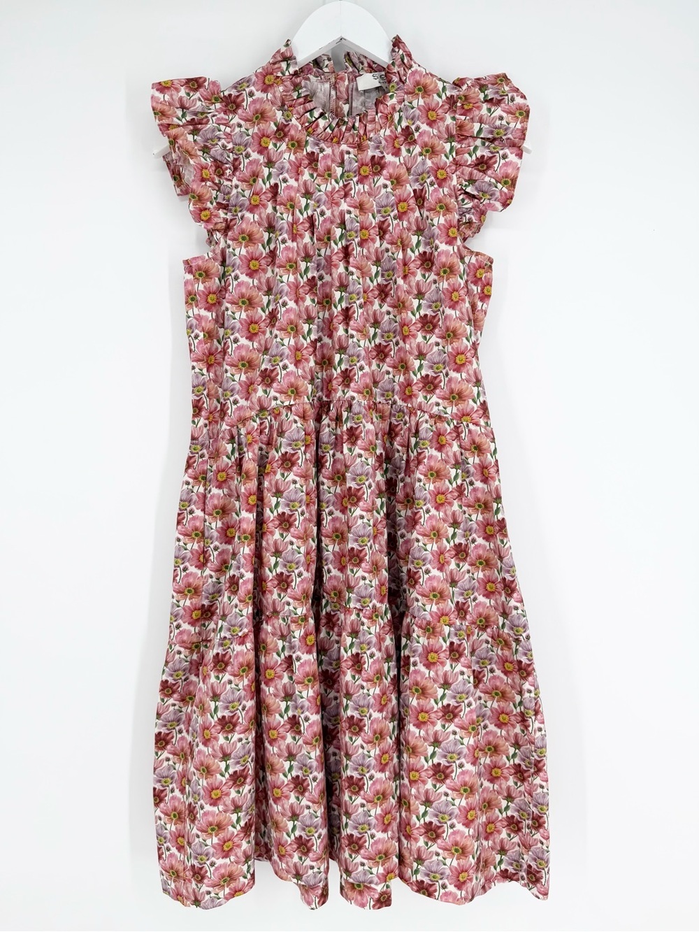 Sea New York Flutter Sleeve Tiered Pin Floral Flower Mini Dress